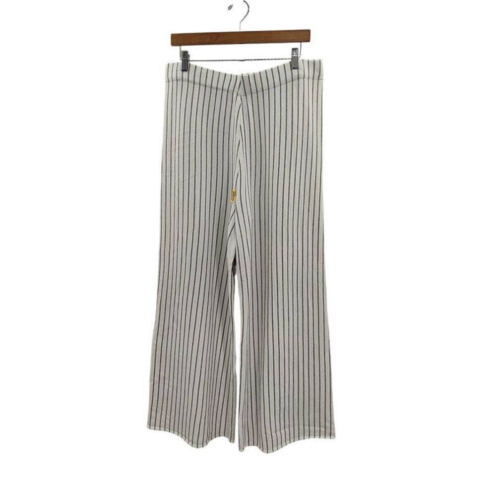 Niczoe Women Destination Stripe Wide Leg Knit Pants White L